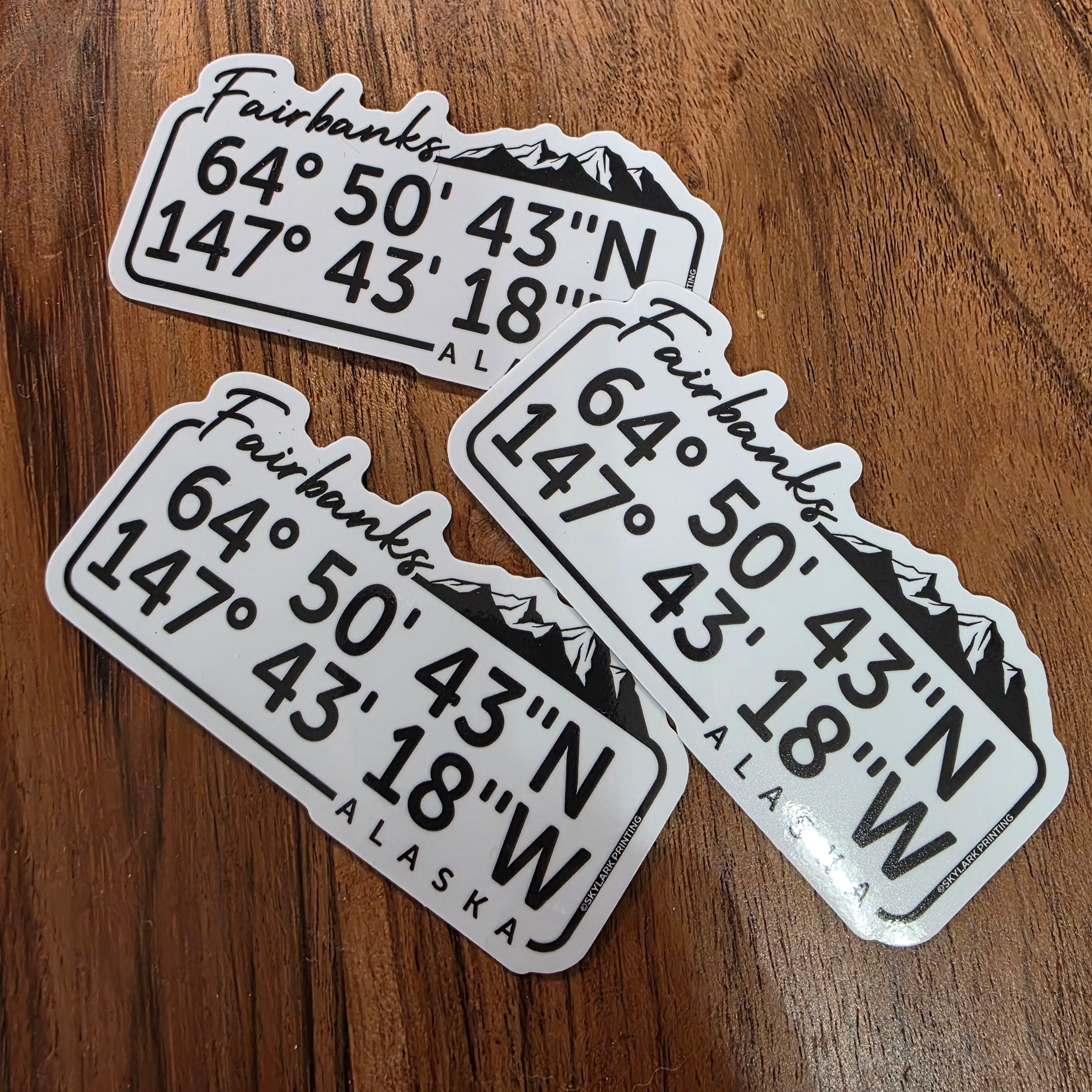 Your Coordinates Souvenir Sticker-Fairbanks Alaska: Gloss / Mountains