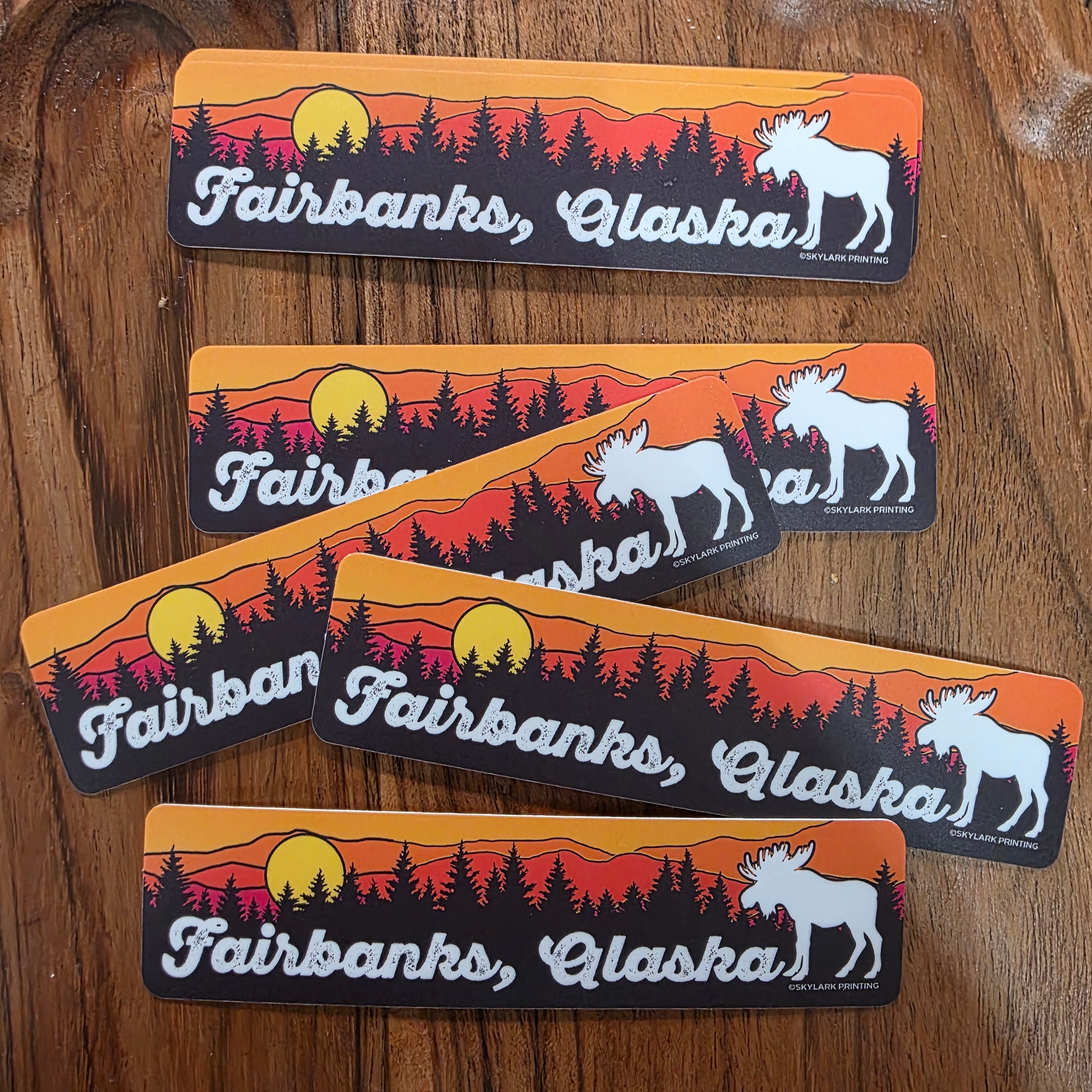 Sunset Souvenir Sticker-Fairbanks Alaska: Matte / Moose / 4"