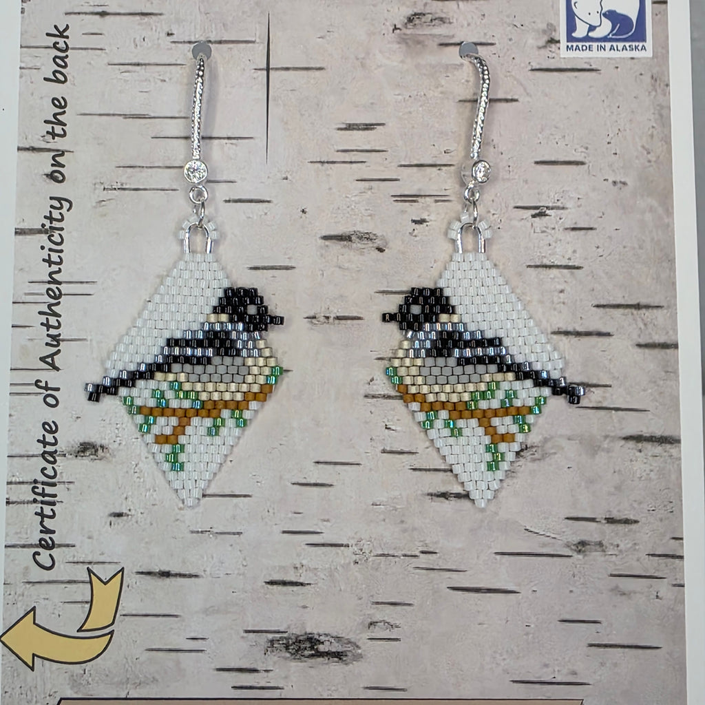 Chickadee earrings small brick-stitch