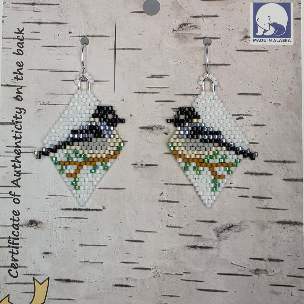 Chickadee earrings small brick-stitch