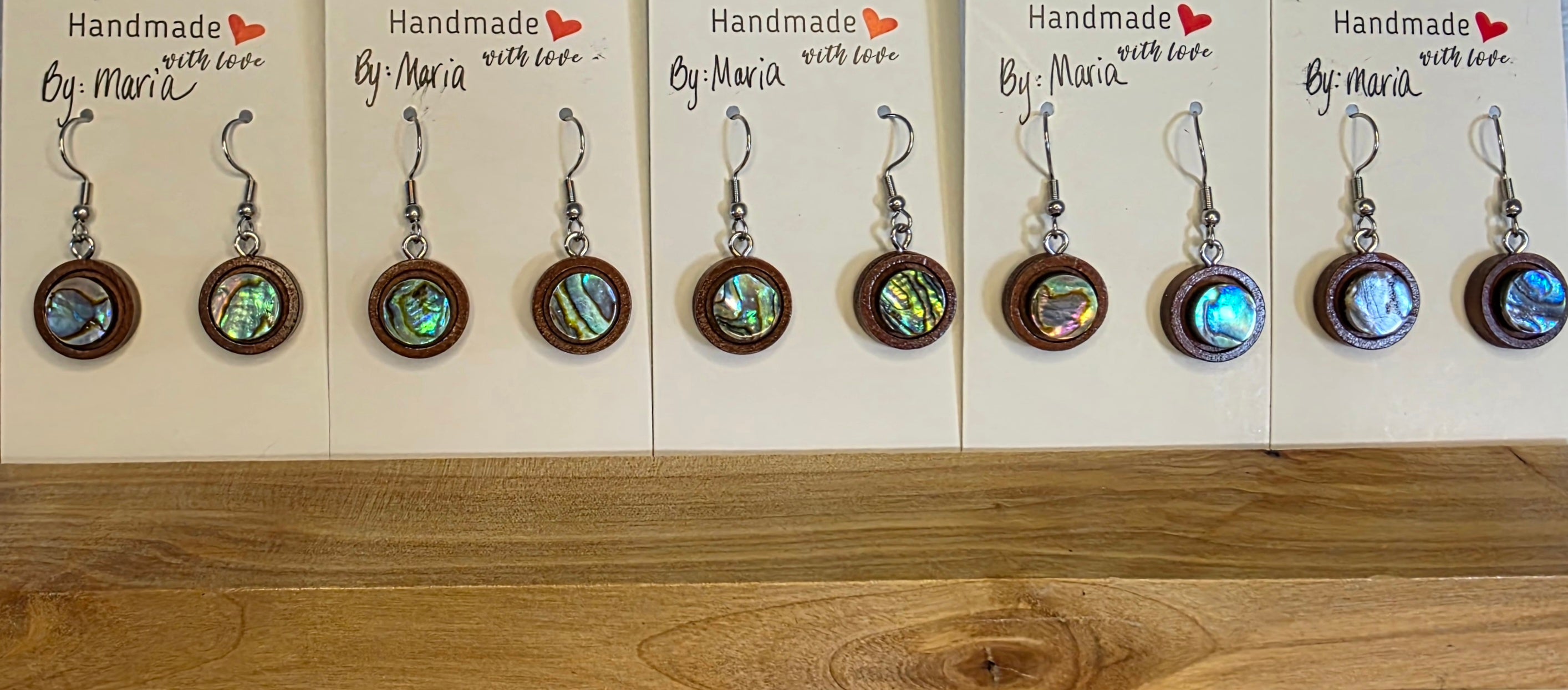 Abalone on wood earrings