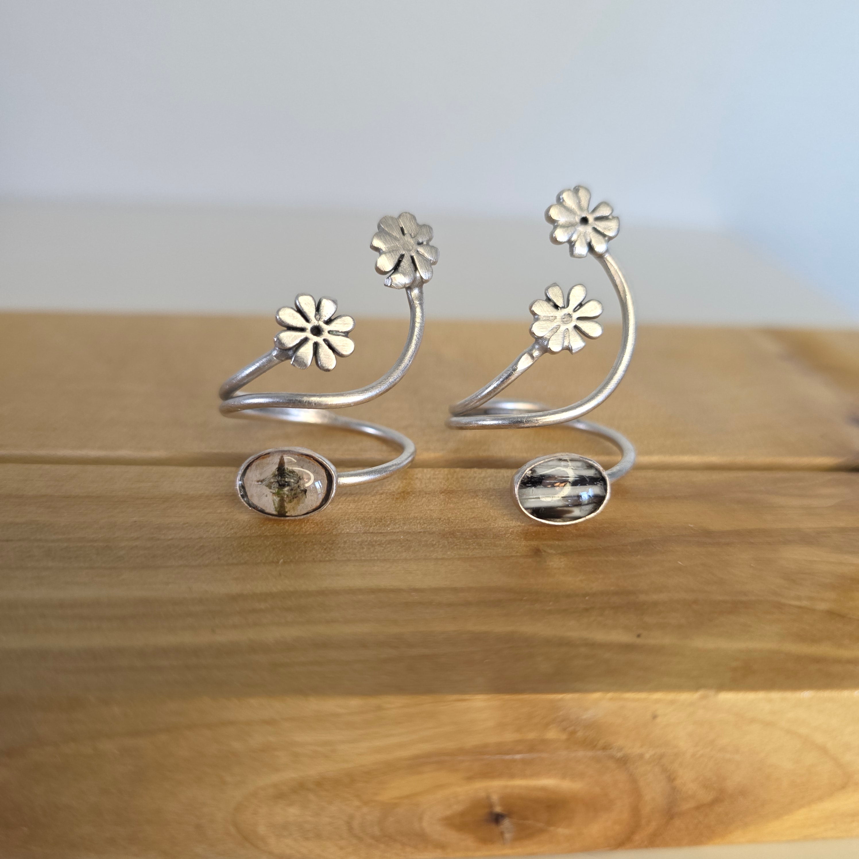 Flower Ring - birch bark or porcupine quills