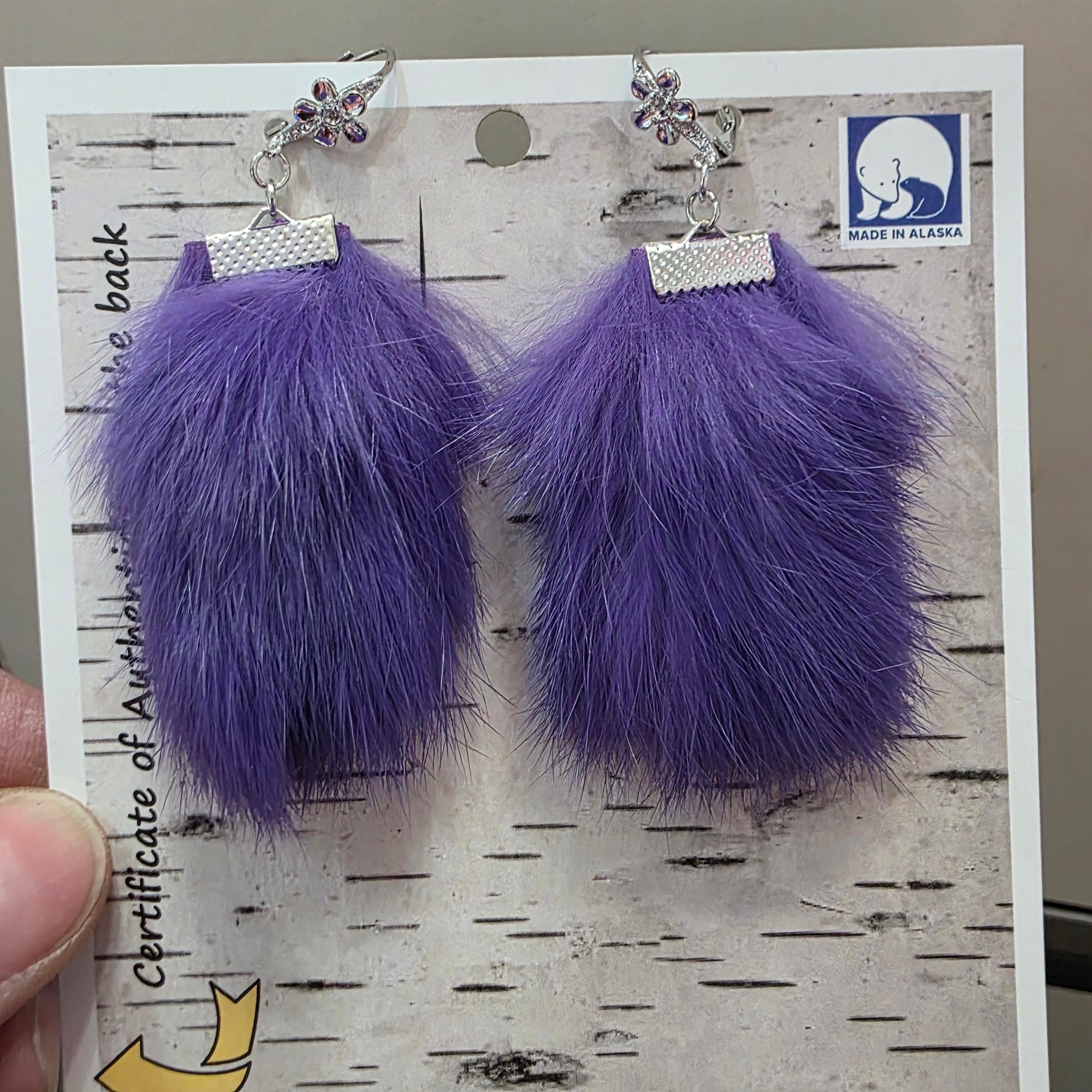 Rabbit fur earrings