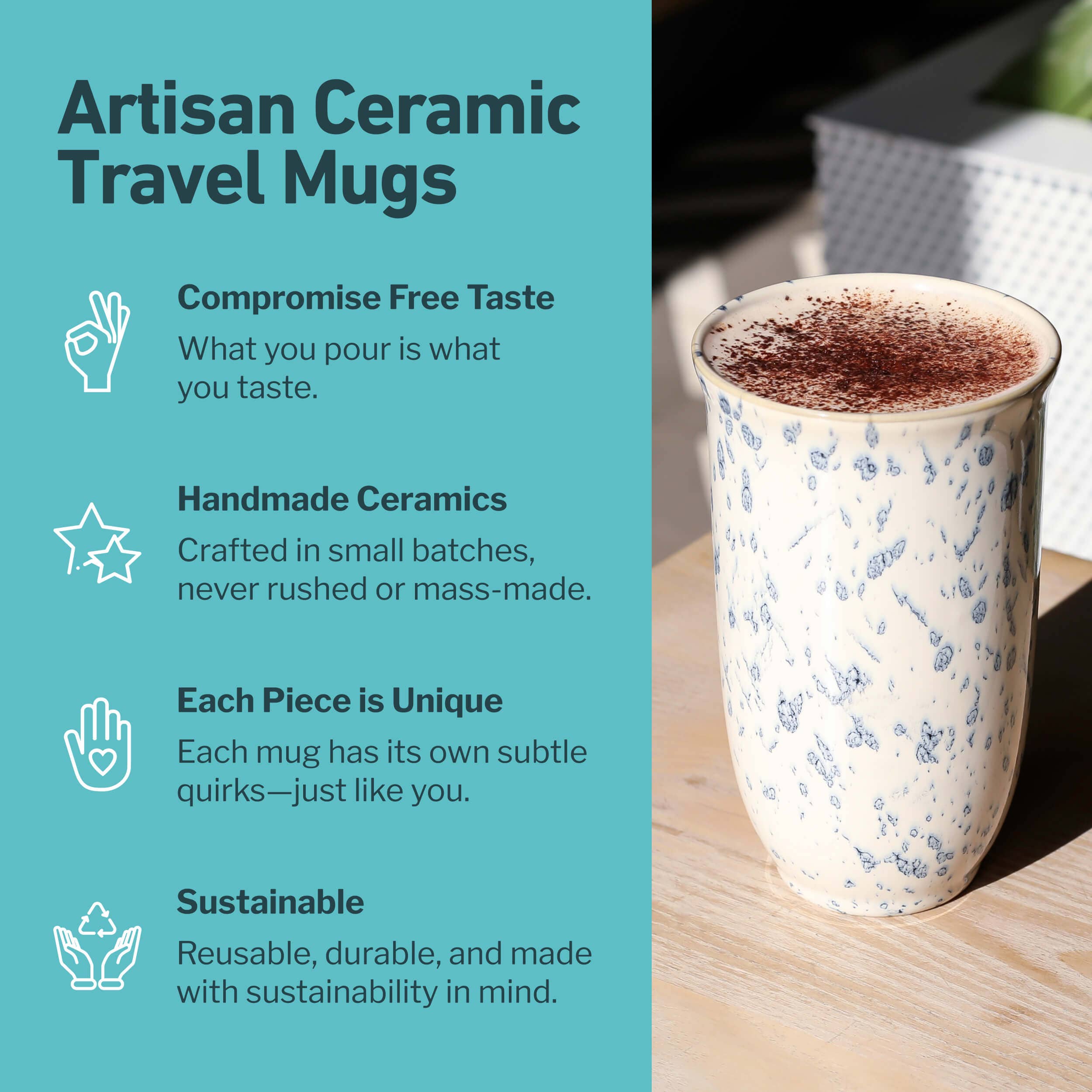 Orchid Ceramic Travel Mug – 16oz with Lid & Sleeve