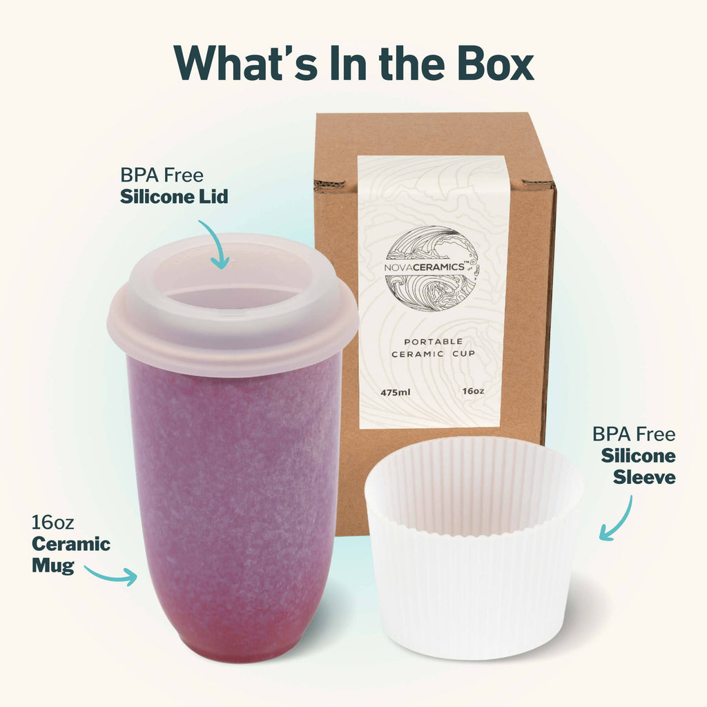Astral Bloom Ceramic Travel Mug – 16oz Reusable Cup
